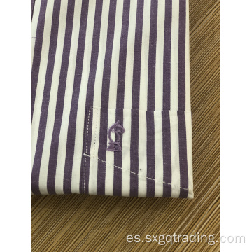 Camisa de rayas de bordado teñido hilo de cuello alto masculino